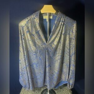 Elegant Blue and Gold Paisley Blouse